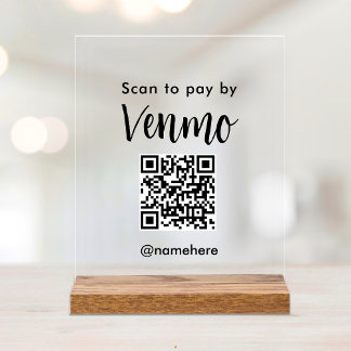 Señal Acrílica Pago con código QR de redes sociales