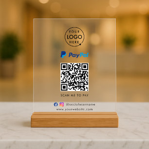 Señal Acrílica Pago de código QR de Paypal Logotipo de escaneo