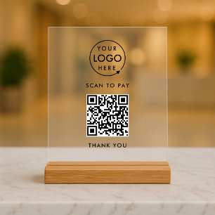 Señal Acrílica Pago de código QR   Logotipo de análisis sin conta