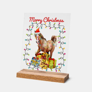 Señal Acrílica País festivo Feliz Navidad Palabra de arte caballo