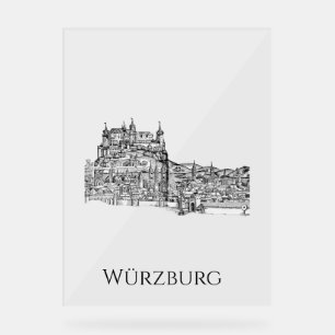 Señal Acrílica Paisaje urbano minimalista de Würzburg, Baviera