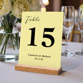 Señal Acrílica Pale Yellow Minimalist Wedding Table Number