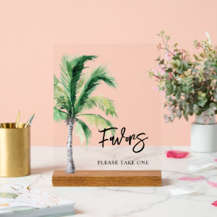 Señal Acrílica Palm Tree Coastal Destination Wedding Favors
