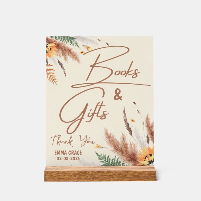 Señal Acrílica Pampas Grass A Little Wilflower Baby Shower (Anverso)