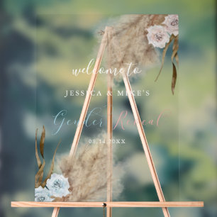 Señal Acrílica Pampas Grass Género Revelar Rótulo Fiesta