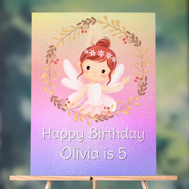 Señal Acrílica Pancarta Ballerina Happy 5Birthday Pink Fiesta (Neutral )