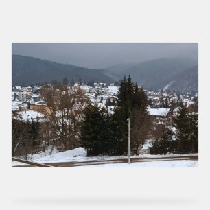 Señal Acrílica Panorama de Aldea de Invierno - Paisaje Rural Ruma