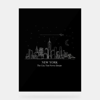 Señal Acrílica Panorama de la Ciudad de Nueva York Minimalista "L