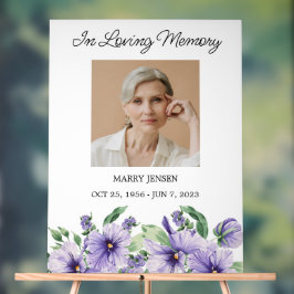 Señal Acrílica Pansy Memorial Photo Funeral Acrylic Sign