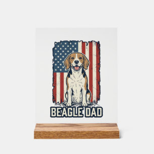 Señal Acrílica Papá Beagle Patriótico Diseño de Perro con Grabado