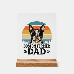 Señal Acrílica Papá Boston Terrier Diseño Vintage Amante Perros_1