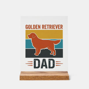 Señal Acrílica Papá Golden Retriever Diseño Vintage Amante Perros