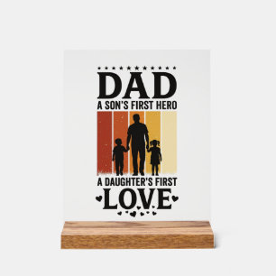 Señal Acrílica Papá Hijo Primer Héroe Hija Primer Amor Camiseta V