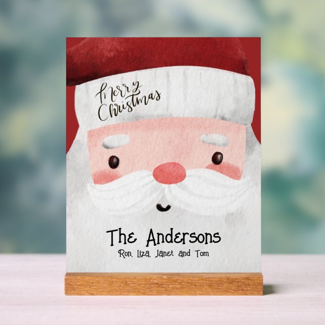 Señal Acrílica Papá Noel personalizado Feliz Navidad (Neutral )