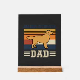 Señal Acrílica Papá Retriever Dorado Perro Retro