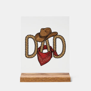 Señal Acrílica Papá vaquero cuerda sombrero bandana grabado vinta
