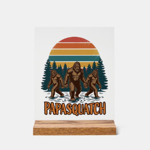 Señal Acrílica Papasquatch Bigfoot Diseño Vectorial Puesta de Sol