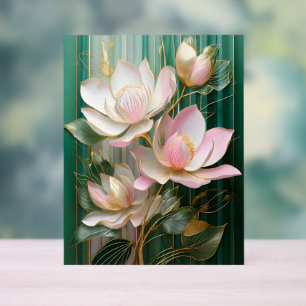 Señal Acrílica Papel pintado floreado Arte de magnolia japonesa