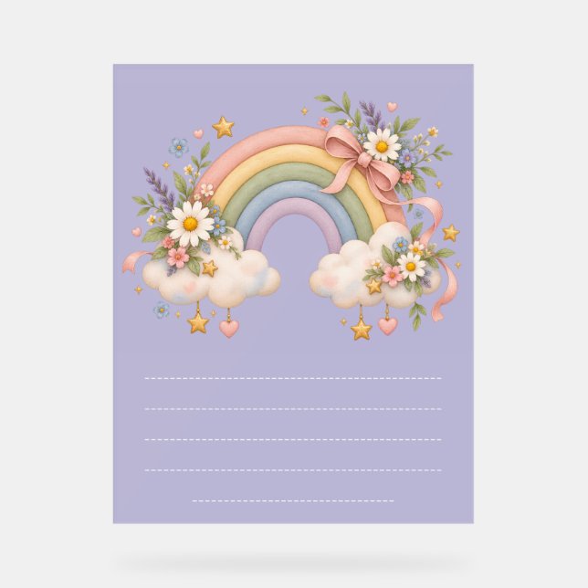 Señal Acrílica Papelería de Arcoíris Pastel (Anverso)