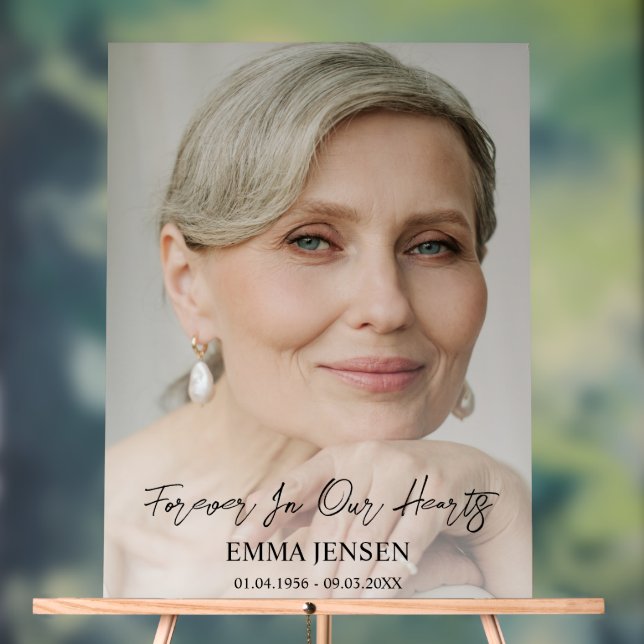 Señal Acrílica Para Siempre En Nuestro Corazón Foto Funeral De Bi (Neutral )