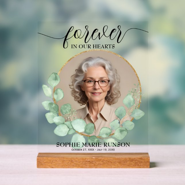 Señal Acrílica Para siempre en nuestro funeral de Eucalyptus (Neutral )