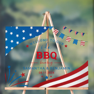Señal Acrílica Parejas BBQ de Verano USA Bienvenida a la Fiesta d