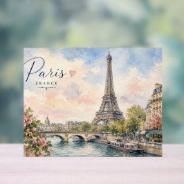 Señal Acrílica París Francia Torre Eiffel río Sena 