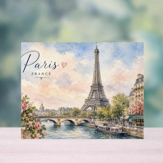 Señal Acrílica París Francia Torre Eiffel río Sena  (Neutral )