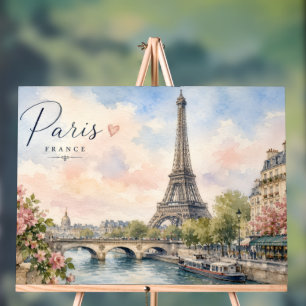 Señal Acrílica París Francia Torre Eiffel río Sena