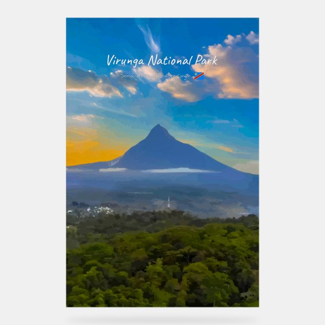 Señal Acrílica Parque Nacional Virunga, RD Congo - Volcán (Anverso)