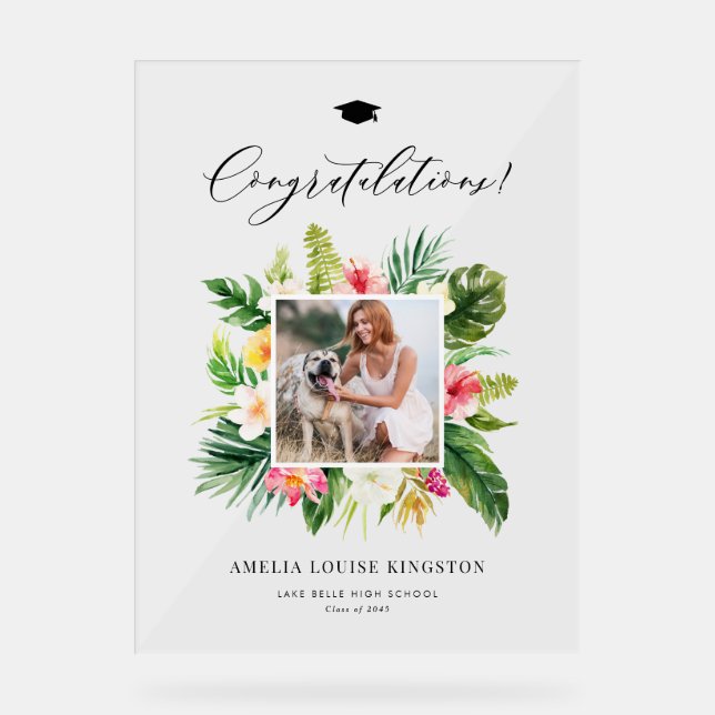 Señal Acrílica Partido de graduación de fotos de tramas tropicale (Anverso)