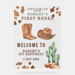 Señal Acrílica Partido del primer cumpleaños de COWBOY