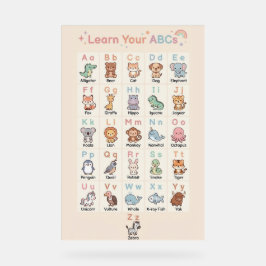 Señal Acrílica Pastel ABC Animals Poster for Kids