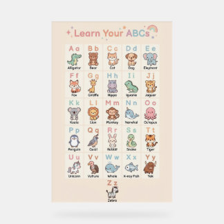 Señal Acrílica Pastel ABC Animals Poster for Kids