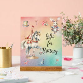 Señal Acrílica Pastel arcoiris con animales Regalos de cumpleaños