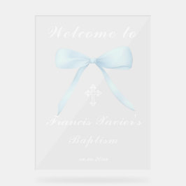 Señal Acrílica pastel blue bow welcome to the Baptism