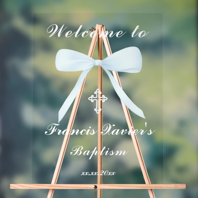 Señal Acrílica pastel blue bow welcome to the Baptism (Neutral )