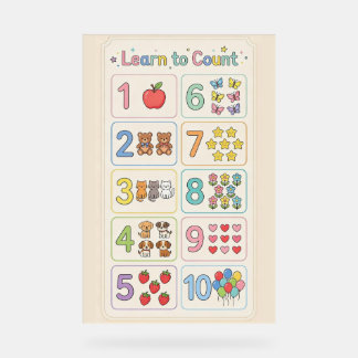 Señal Acrílica Pastel Numbers 1–10 Poster for Kids
