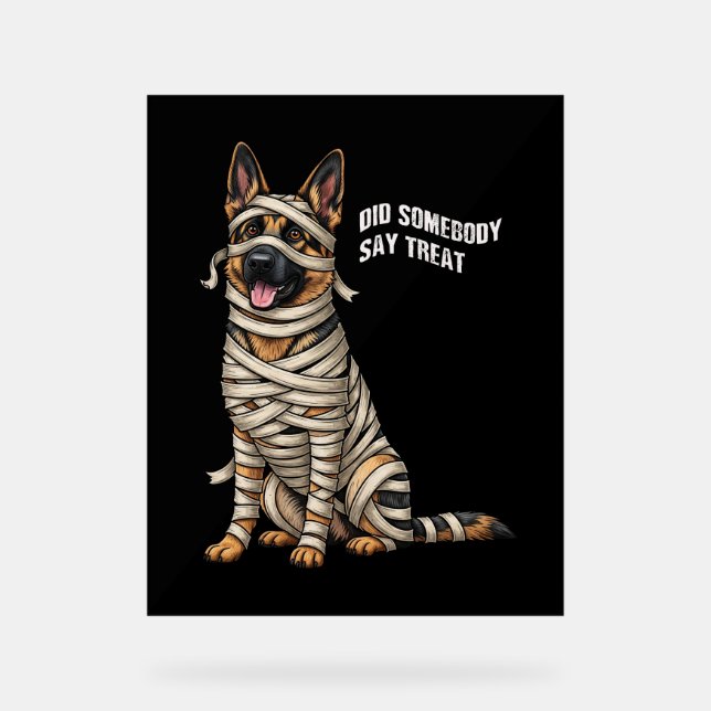 Señal Acrílica Pastor alemán Mummy perro de Halloween (Anverso)