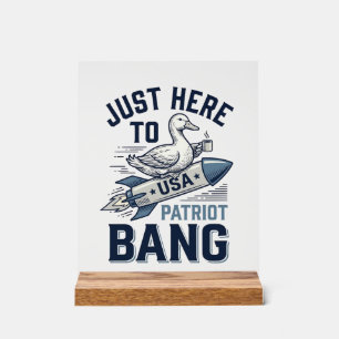 Señal Acrílica Pato Patriótico Cohete Camiseta Diseño Vector Vint