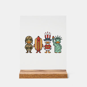 Señal Acrílica Pato Patriótico y Camiseta de Vector Vintage de Ho