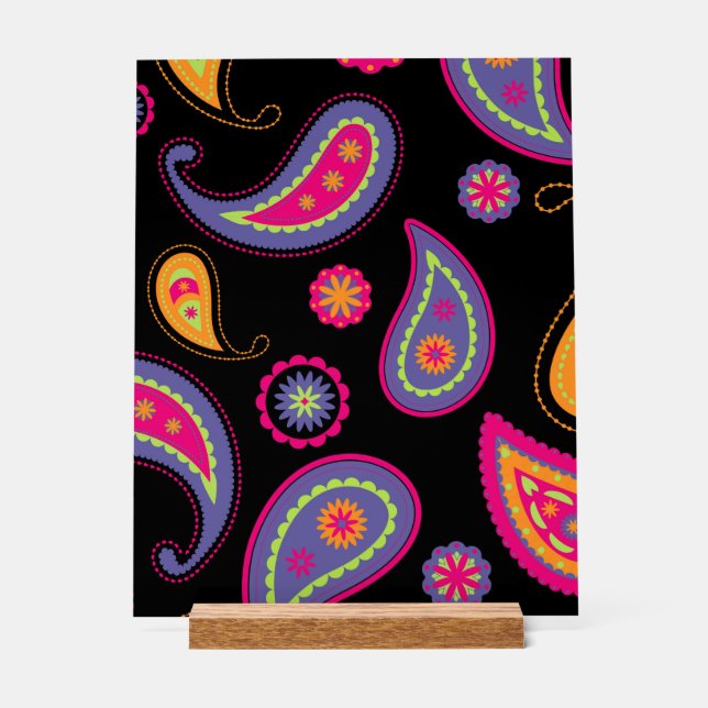 Señal Acrílica Patrón continuo de Paisley colorido (Anverso)