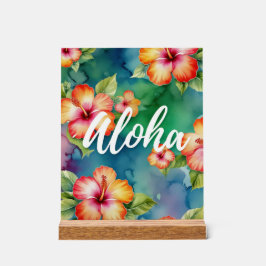 Señal Acrílica Patrón de flor de hibisco hermoso Aloha Hawái