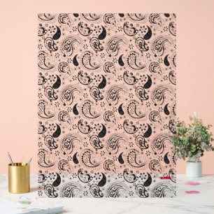 Señal Acrílica Patrón de paisley blanco y negro - Arte textil ele