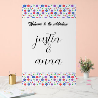 Señal Acrílica Patrón floral de acuarela vibrante de flores silve