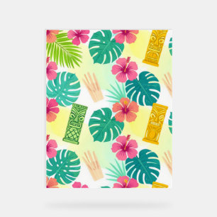 Señal Acrílica Patrón Tiki Hawaiano Tropical para Bodas Fiestas