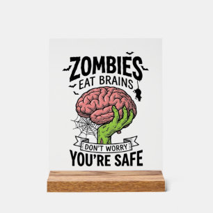 Señal Acrílica Payaso Zombie Come Cerebros Estás Seguro Halloween
