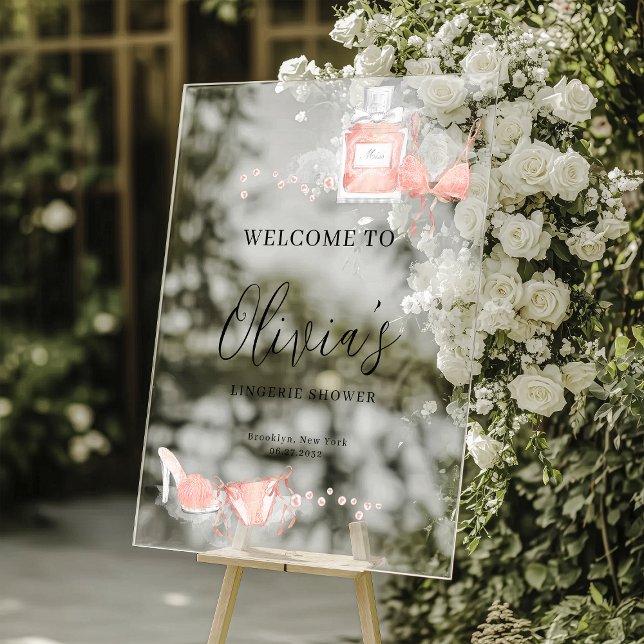 Señal Acrílica Peach Blush Lingerie Bridal Shower Welcome (Subido por el creador)