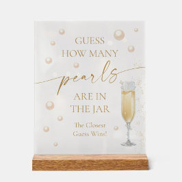 Señal Acrílica Pearls Prosecco Bridal Shower adivina cuántas perl