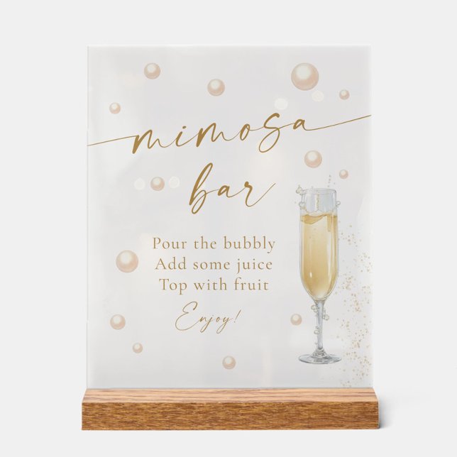 Señal Acrílica Pearls y Prosecco Bridal Shower Mimosa Bar (Subido por el creador)